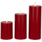 Northlight Set of 3 Flameless Solid Red Flickering LED Wax Pillar Candles 8"